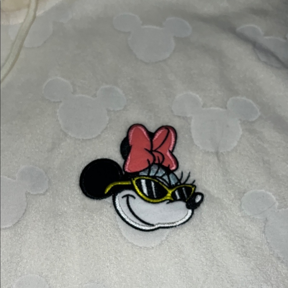 Cream Minnie Mouse Hoodie with Cartoon Embroidery - Picture 3 of 9